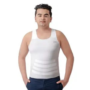 dermawear Men Breezeology Zenrik Chest and Abdomen Shapewear Vest (B-213_White_X-Large)