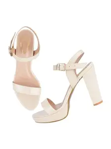 Shoetopia Women's Girls-Heel-1805 Heeled Sandal-3 Kids UK (Girls-Heel-1805-Cream)-EU36