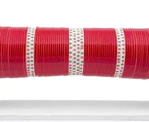 T4 Jewels Bridal Punjabi Chuda Bangle Set Gorgeous Fashion Jewellery Chura Set For Women & Girls_Red_2.2