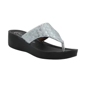 AEROWALK Stylish Fashion Slipper for Women | Comfortable| Lightweight | Anti Skid | Casual Office Footwear (AT04_WHITE_37)