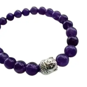 STONE GEMS GALLERY Original Amethyst Crystal Bracelet Certified Bracelet Handknotted Jamuniya Stone Beads With Buddha Beads Bracelet For Men ब्रेसलेट Women अमेथिस्ट स्टोन ब्रेसलेट Excellent A++ Grade