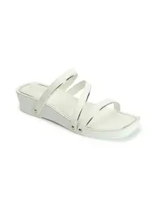 ICONICS Women's Fashionable Slip On Sandals Colour-White, Size-UK 4