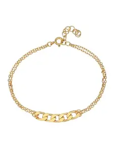 Carlton London Women 18kt Gold Plated Double Chain Link Bracelet