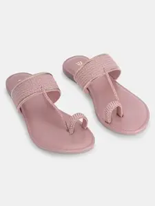 Women's Stylish Floral Flip-Flops | Comfortable Slippers with Cusion soft botom Sole TPC | TPC Flat heal Synthetic material (Peach, UK Footwear Size System, Adult, Women, Numeric, Medium, 5)