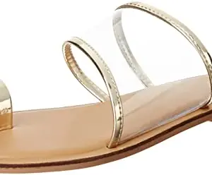 Carlton London Women's Gold Flat Sandal-6 Kids UK (CLL-5720)