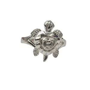 Thevelvetbox Silver Tortoise Ring for Unisex