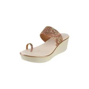 Metro Women Beige Platform Heel Fashion Slip-on Sandal UK/5 EU/38 (34-246)