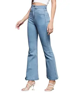 Miss Chase Women's Bootcut High Rise Stretchable Denim Jeans (MCSS24DEN59-18-158-30, Light Blue, 30)