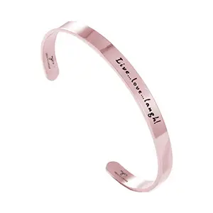 Yellow Chimes Bracelet for Women and Men | Fashion Rose Gold Cuff Kadaa Bracelets for Girls and Boys | Positive Quotes Inspirational LIVE LOVE LAUGH Message Engraved Karma Band Bracelet | Rose Gold Plated Hand Cuff Kadaa Bracelet | Accessories Jewellry for Unisex | Birthday Gift for Girls and Women Anniversary Gift for Wife and Husband