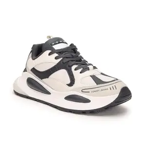 Tommy Hilfiger Leather Colorblocked Beige Women Flat Sneakers (F23HWFW190) Size- 36