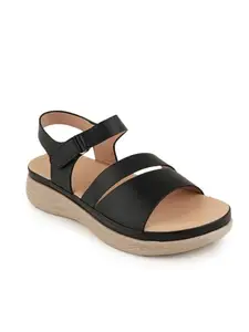 scentra fashion Women's Stylish Slip-On Flat Sandals – Comfortable, Durable, and Ideal for Daily, Work, and Casual Wear (Black, UK Footwear Size System, Adult, Women, Numeric, Medium, 7)