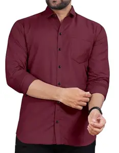 Men's Plain Shirt (in, Alpha, M, Regular, Maroon)