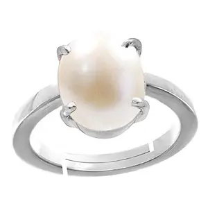 Anuj Sales 100% Certified 11.25 Ratti Natural Pearl Gemstone Original Certified moti Adjustable panchhdhaatu Silver Ring for Men and Women