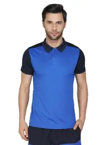 Vector X OMT-175 Men's Polyester Half Sleeve Polo Neck T-Shirt Blue