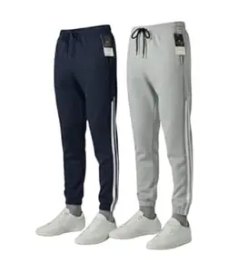 F GALLERY Men's Platinum Set of 2 Trackpants Lycra Joggers | 280 GSM Stretchable Track Pants for Gym & Casual Wear | High Rise Waist, Pockets,