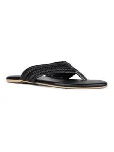 Inc.5 Womens Black Casual Solid T-Strap Flats
