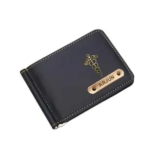 GIFTING GALLERY Leather Personalized Vegan Leather Money Clip | Classy Money Clip Wallet | Customized Unisex Wallet with Name and Charm