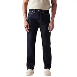 Levi's Men's 505 Dark Indigo Straight Fit Mid-Rise Jeans