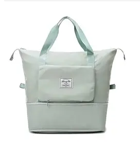 Foldable Hand Bag Travel Duffel Bag for Yoga, Women, Girls Small Travel Bag (Set of 2 Green)