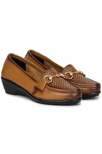 Zoom Shoes Premium Leather Comfortable Lightweight Bellies for Women with PU Sole Ideal for Casual Wear Beige