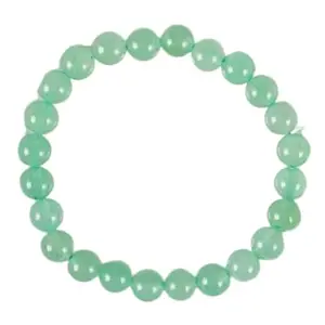 RRJEWELZ Natural Aventurine 8mm Round Shape Smooth Cut Beads 8 Inch Stretchable Bracelet For Men & Women. Unisex Bracelet For Healing, Meditation, Prosperity, Gift & Luck|STBR_RR_10091_8.0