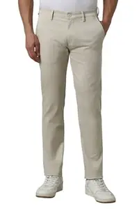 Peter England Men's Straight Fit Mid Rise Chino Casual Trouser with Premium Dobby
