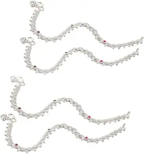 Heer Collection Traditional Trendy Jewellery All Occassions Anklets Payal Pair for Women/Girls Alloy Anklet (Pack of 4)(Bzr_ComboPayal-111-ChotiRava(2-PairSame))