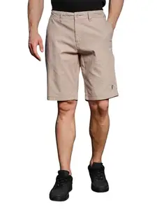 Thomas Scott Men's | Solid | Mid Rise | Light Weight | 4 Pockets | 100% Cotton | Casual | Chino | Shorts for Men (CCBS127_Khaki_30)