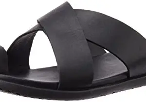 Clarks Men's Valor Shade Black Leather Sandals and Floaters - 7 UK