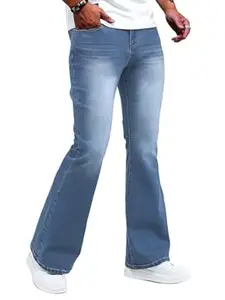 Ben Martin Men’s Bell Bottom Jeans || Bootcut Denim Pants || Wide Leg Flared Jeans for Men || High Waist Stretchable Retro Fit || Cotton Jeans for College Casual (1)