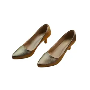 OZURI Women's Fancy Kitten Pumps - (14448) | JOVIE | Textured Closed-Back Pointed Toe Party Kitten Pumps For Women | Heel Height: 2 inches | COPPER