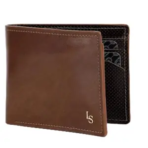 LOUIS STITCH Tan Spanish Leather Wallet for Men | Bifold Wallet Purse with 3 Card Slots, 2 Cash Compartment and ID Window | RFID Protected Genuine Leather Minimalist Slim Purse (LSWL-01-CLDTTN-100)