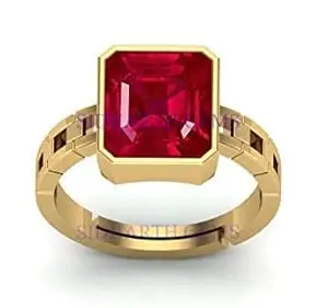 ANUJ SALES Natural Certified Unheated Untreatet 5.25 Ratti A+ Quality Natural Burma Ruby Manik Gemstone Ring for Women's and Men's (Lab Certified)