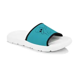 BOOTCO Marshmello Designer Women Slippers Printed Flip Flop | Casual Stylish Chappal for Indoor & Outdoor| Everyday use - Blue 7 IND/UK