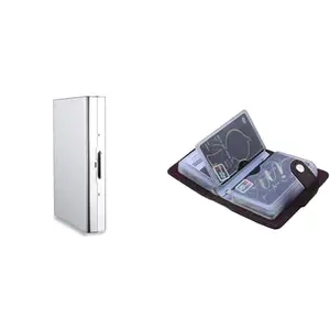 Stealodeal Silver RFID Protected Metal Debit/Crebit/ATM for Men & Women 8 Slots Card Holder Wallet, Brown 28 Slots Leather Debit/Credit/ATM Card Holder for Men & Women