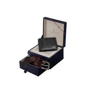 WildHorn Rakhi Gift Hamper for Brother - Classic Men's Combo/Gift Set of Leather Wallet, Keyring and Rakhi for Brother/Bhaiya. (BLACK1)