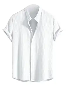 GRECIILOOKS Men's Polycotton Regular Fit Casual Shirt | Stylish | Printed | Solid | Short Sleeve | Trendy (Available in Plus Size and Combo Pack of 2)