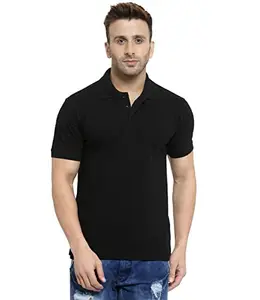 Scott International Polo T-Shirts For Men - Collar Neck, Half Sleeves, Cotton, Regular Fit Stylish Branded Solid Plain Tshirt For Men- Ultra Soft, Comfortable, Lightweight Polo T-Shirt, XL, Black