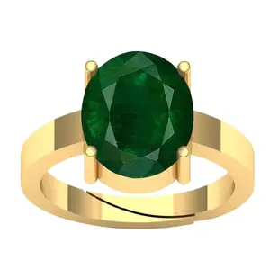 BALATANK 11.25 Ratti 10.50 Carat Emerald Panna Gemstone Gold Plated Adjustable Ring Leb Certified For Women And Men (Gold)