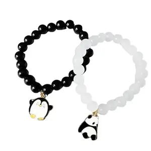 Panda Gift Panda-Bracelet There Was A Girl Who Really Loved Pandas Panda Lover Gift Panda Jewelry Girlfriend and Boyfriend-(pack Of 2)