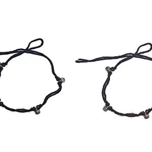 Adhira's Black Thread Anklets with Ghongaroo nazar anklets/bracelets for kids pack of 2