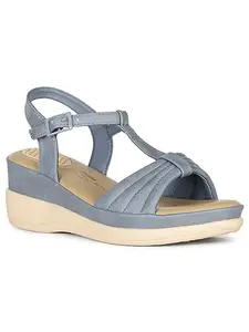 Bata Comfit Women's Wedge Heel Sandal - BLUE (7 UK) (6619554)
