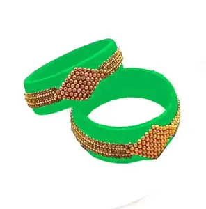 pratthipati's Silk Thread Bangle New s Plastic Bangle Set For Women & Girls (Lux Green1)