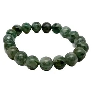 Lady Works Natural Chlorite 10mm Round Shape Smooth Cut Beads 7.5 Inch Stretchable Bracelet for Men & Women. Unisex Stretchable Bracelet for healing, meditation, Prosperity, Gift & Luck|LW_BRST_10897_7.5
