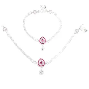 Shree Shobha Collection Silver Anklet Jewellery For Women Chandki Ki Payal Gift for Birthday|Anniversary |Weddings or Any Special Occasion| Size-10.5 Inches, Weight- 54Gm