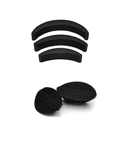 advancedestore Combo (Pack Of 5Pc) Hair Accessories, Set Of 2Pc Oval Hair Puff Up Volumizer With Set Of 3Pc Banana Bumpits Hair Style Maker (Black)