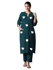 RAJEE TRENDS Women's Cotton Embroidered Straight Kurti with Pant Set