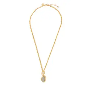 Accessorize Real Gold Plated Gold Z Healing Stone Rope Chain Pendant Necklace