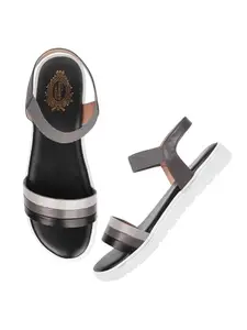 Shoetopia Women's Flat Sandal-9 Kids UK (SND-Time-Black)-EU42