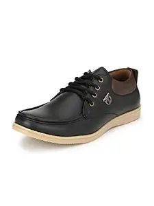 SIR CORBETT Black Synthetic Leather Formal Derby Shoes for Men - 8 UK